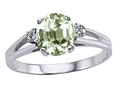 Tommaso Design™ Genuine Green Amethyst and Diamond Ring