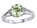 Tommaso Design™ Genuine Green Amethyst and Diamond Ring
