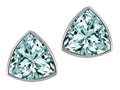 Tommaso Design™ Genuine Trillion Aquamarine Earring Studs