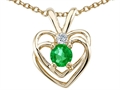 Tommaso Design™ Created Emerald and Genuine Diamond Heart Pendant