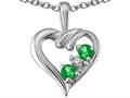 Tommaso Design™ Genuine Emerald and Diamond Heart Pendant