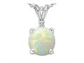 Tommaso Design™ 7mm Round Genuine Opal and Diamond Pendant