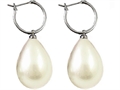 Genuine White South Sea Shell Majorca Pearl Earring Drops with 15mm Hoops