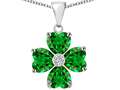 Celtic Love by Kelly 6mm Heart Shape Simulated Emerald Lucky Clover Pendant