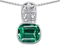Original Star K™ Large 11x13 Cushion Cut Simulated Emerald Bali Style Pendant