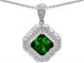 Original Star K™ 7mm Cushion Cut Simulated Emerald Bali Style Pendant