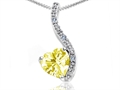 Tommaso Design™ Heart Shape 6mm Genuine Lemon Quartz and Diamond Pendant