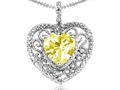 Tommaso Design™ Heart Shape 8mm Genuine Lemon Quartz and Diamond Pendant
