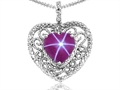 Tommaso Design™ Heart Shape 8mm Created Star Ruby and Diamond Pendant