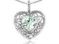 Tommaso Design™ Heart Shape 8mm Genuine Green Amethyst and Diamond Pendant