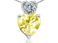 Tommaso Design™ 6mm Heart Shape Genuine Lemon Quartz and Diamond Pendant
