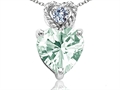 Tommaso Design™ 6mm Heart Shape Genuine Green Amethyst and Diamond Pendant