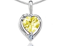 Tommaso Design™ Heart Shape Genuine Lemon Quartz and Diamond Pendant