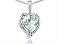 Tommaso Design™ Heart Shape Genuine Green Amethyst and Diamond Pendant