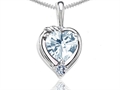 Tommaso Design™ Genuine Heart Shape Aquamarine and Diamond Pendant