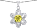 Original Star K™ Round Genuine Lemon Quartz Flower Pendant