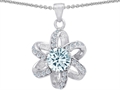 Original Star K™ Round Genuine Aquamarine Flower Pendant