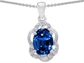Tommaso Design™ Oval Genuine Sapphire and Diamond Pendant