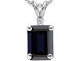 Original Star K™ Genuine Emerald Cut Sapphire and Diamond Pendant