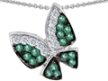 Original Star K™ Butterfly with Genuine Emerald and Diamond Pendant