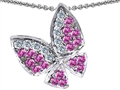 Original Star K™ Butterfly with Genuine Pink Sapphire and Diamond Pendant