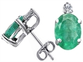Tommaso Design™ Genuine Emerald and Diamond Earring Studs