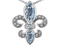 Original Star K™ Genuine Aquamarine and Diamond Fleur De Lis Pendant