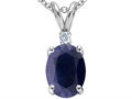 Original Star K™ GENUINE 8x6mm Oval Sapphire and Diamond Pendant