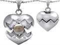 Original Star K™ Puffed Heart Pendant with June Birthstone 7mm Simulated Pearl Surprise Inside