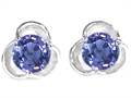 Original Star K™ Round Genuine Iolite Flower Earring Studs