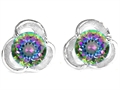 Original Star K™ Round Genuine Mystic Topaz Flower Earring Studs