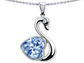 Original Star K™ 1inch Love Swan Pendant With Simulated Heart Shape Aquamarine.