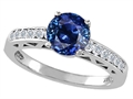 Tommaso Design™ Lab Created Sapphire and Genuine Diamond Solitaire Engagement Ring