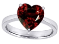 Large Heart Shape Solitaire Engagement Ring With Simulated Garnet