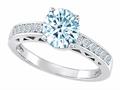 Tommaso Design™ Genuine Aquamarine and Diamond Solitaire Engagement Ring