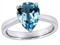 Large Pear Shape Solitaire Engagement Ring With Simulated Blue Topaz