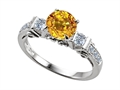 Original Star K™ Engagement Ring With 6 Genuine Diamonds And Genuine Round Citrine