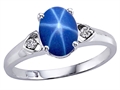 Tommaso Design™ Lab Created Star Sapphire and Genuine Diamond Ring