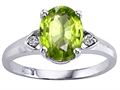 Tommaso Design™ Genuine Peridot and Diamond Ring
