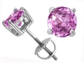 Tommaso Design™ Lab Created Round Pink Sapphire Screw Back Earring Studs