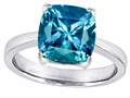 Large Cushion Cut Solitaire Engagement Ring With Simulated Blue Topaz