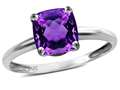 Tommaso Design™ Genuine Amethyst 7mm Cushion Cut Solitaire Engagement Ring