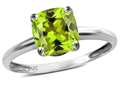 Tommaso Design™ Genuine Peridot 7mm Cushion Cut Solitaire Engagement Ring