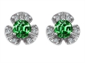 Original Star K™ Flower Earrings With Round 5mm Simulated Emerald