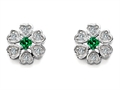 Original Star K™ Flower Earrings With Round Simulated Emerald