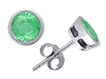 Original Star K™ Classic Round Bezel Set Earring Studs with Genuine Emerald