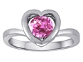 Original Star K™ Heart Engagement Promise of Love Ring with 7mm Round Created Pink Sapphire