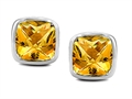 Classic Cushion Checker Board Cut 6mm Genuine Citrine Earring Studs