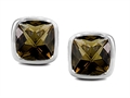 Original Star K™ Classic Cushion Checker Board Cut 6mm Genuine Smoky Quartz Earring Studs