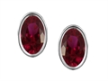 Original Star K™ Genuine Oval Ruby Bezel Set Small Earring Studs